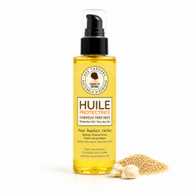 Huile protectrice cheveux secs et abîmés.